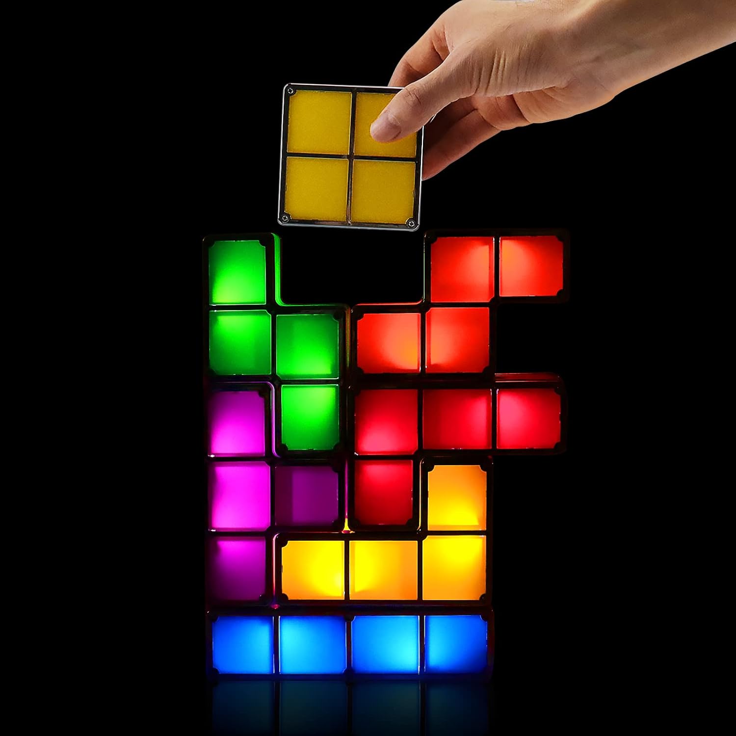 LOSCHEN Night Light DIY Stackable LED 7 Colors Interlocking Induction Novelty Desk Lamp 3D Puzzle Magic Light Bright