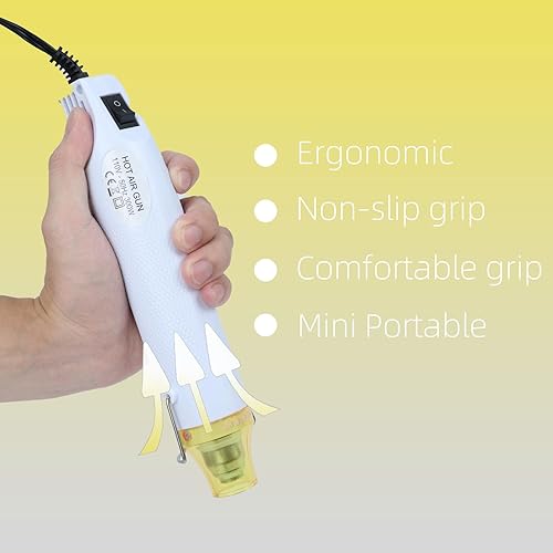 Vista 19 de Pistola de calor, pistola de aire caliente de 110 V y 300 W, cable ultra largo de 3.28 pies, pistola de calor portátil con soporte y cable de Negro