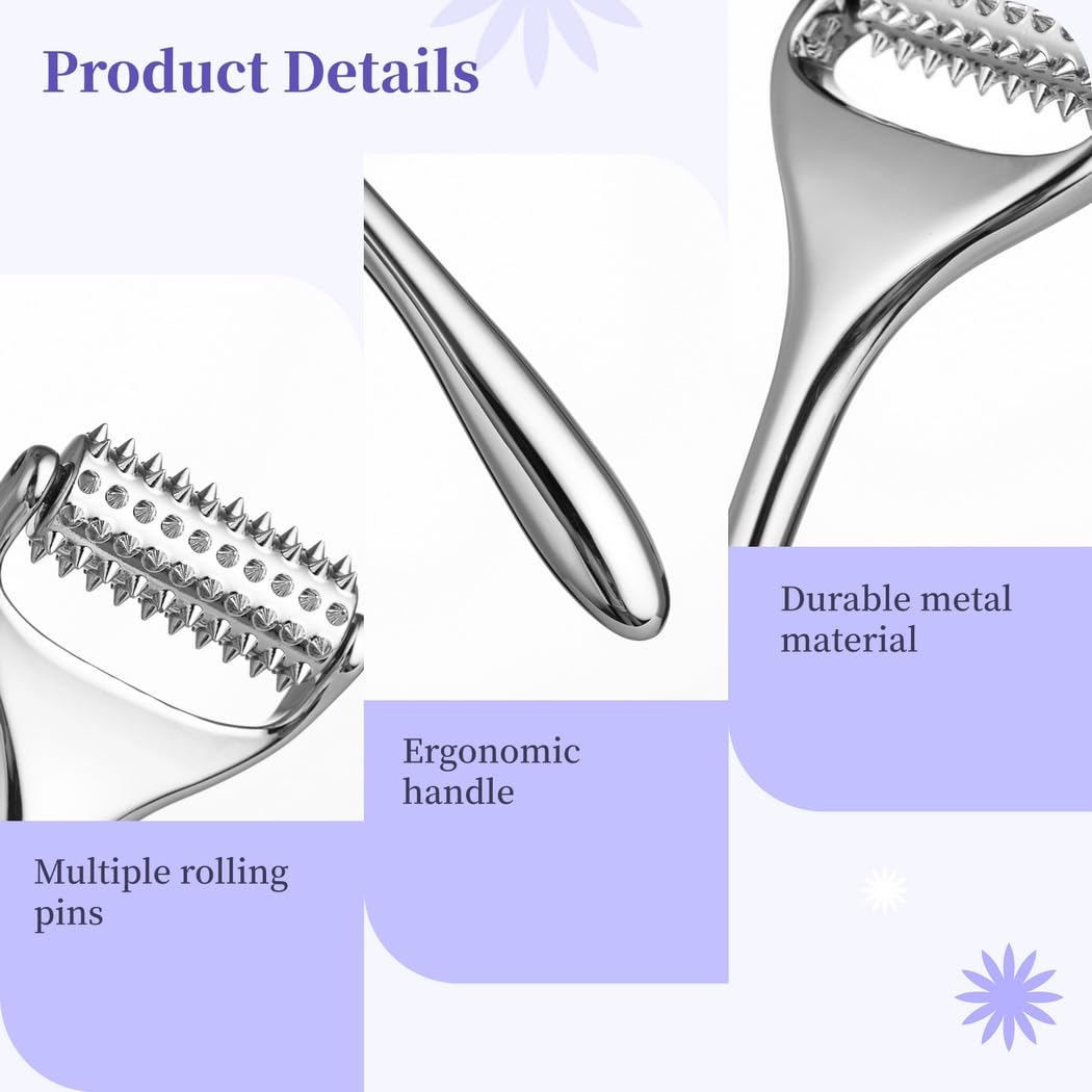 Metal Handheld Acupuncture Roller, 100 Trigger Points For Tissue Relief
