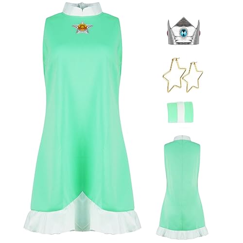 AYYOHON Princess Cosplay Costume Women Princess Tennis Dress with Crown Earrings Adult Halloween Suit - Daisy 2 - XS