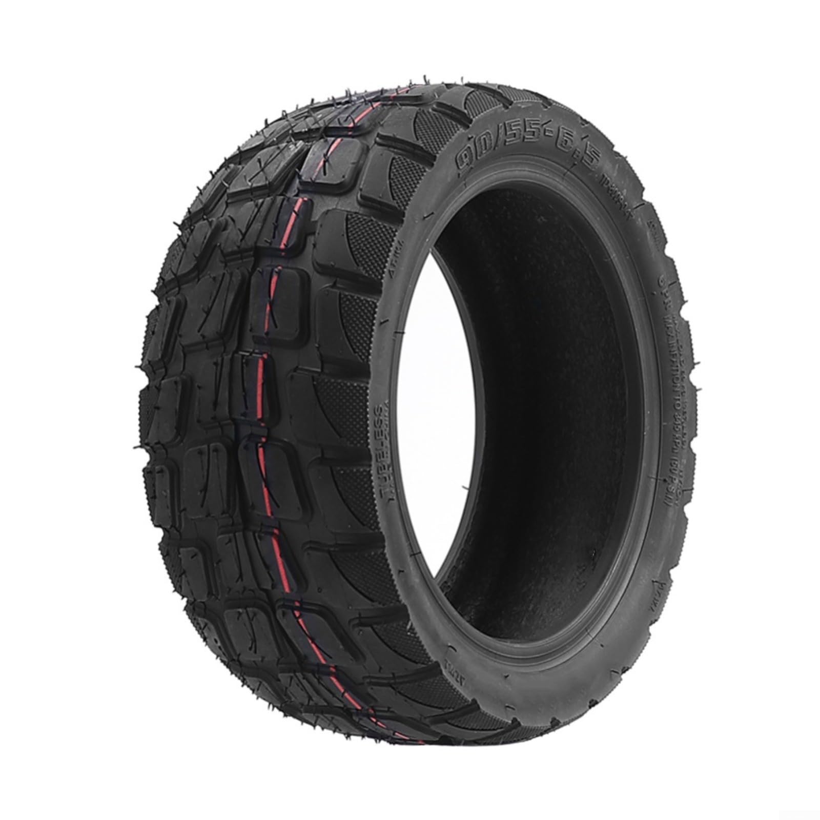 Alanmoship 10 Inch 90/55-6.5 Off-Road Tubeless Tyre For Electric Scooter, Rubber Vacuum Tire With Enhanced Grip, Black Replacement Wheel Accessory
