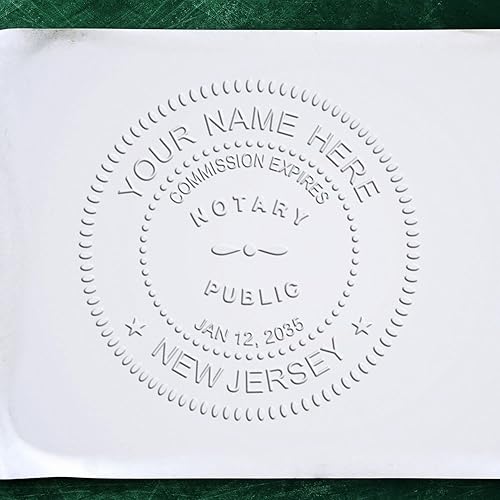 Miniatura 4 de Sello público de notario personalizado para Nueva Jersey, sello suave gris, sello de alcance 1-12, impresiones crujientes, mango de agarre suave