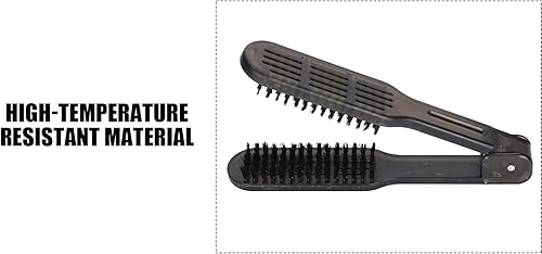 Miniatura 8 de Cepillo alisador de pelo, peine caliente alisador de cabello doble cara antiestático alisador de cabello con abrazadera para cabello húmedo y seco