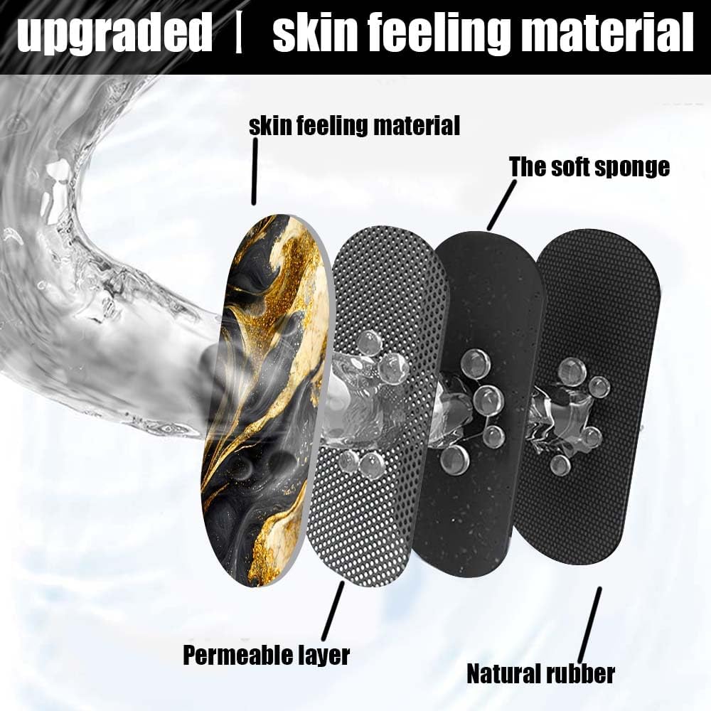Black Grey Gold Marble Texture Super Absorbent Quick-Drying Bathroom Mat Rug, Rubber Non-Slip Bottoms, Easy to Clean,Ultra Thin Bathroom Rugs Fit Under Door and Bathtub(16×24Inch)