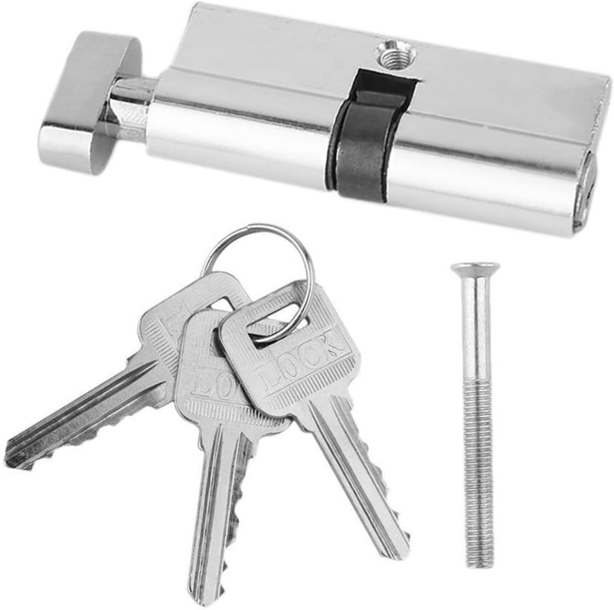 Thumb Turn Euro Cylinder Lock, 70mm Aluminum Metal Door Lock Cylinder Home Security Anti-Snap Anti-Drill with 3 Keys Silver Set Tools