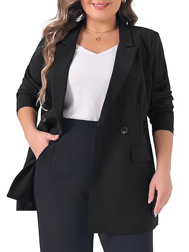 Agnes Orinda Plus Size Blazers for Women Lapel Button with