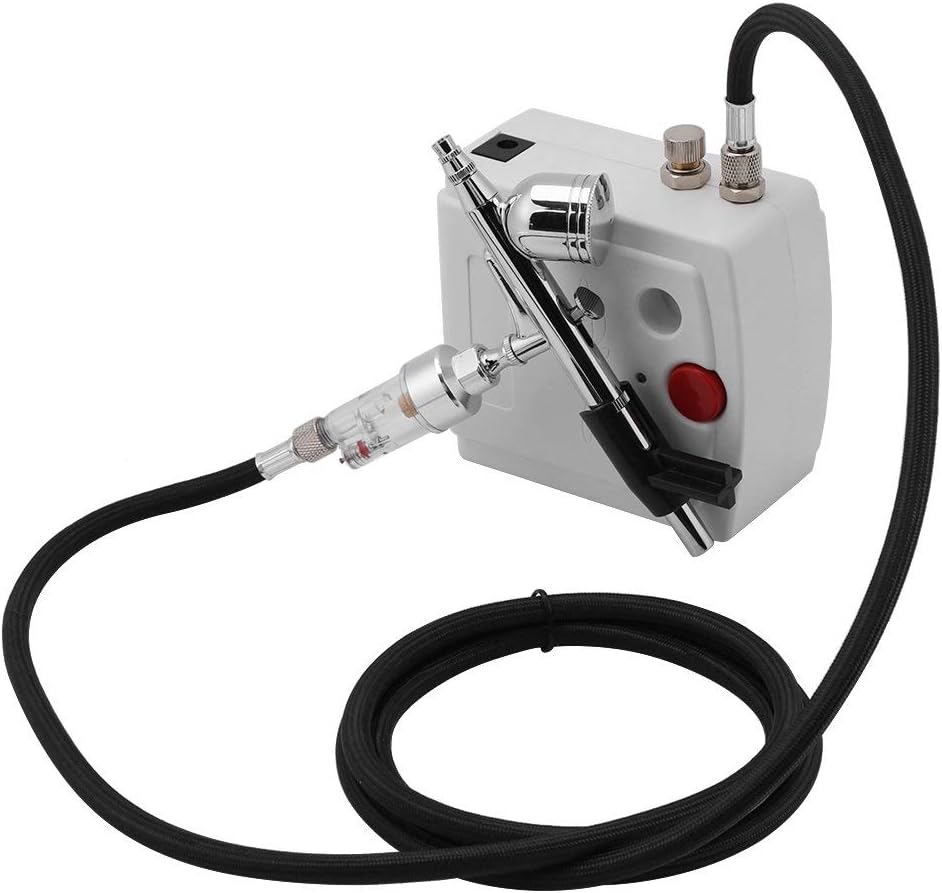 Portable Airbrush Sets, Dual Action Air Brush Kit Spray with 0.3mm Nozzle Needle Airbrush for Make up Art Painting Tattoo Manicure Craft(110V)
