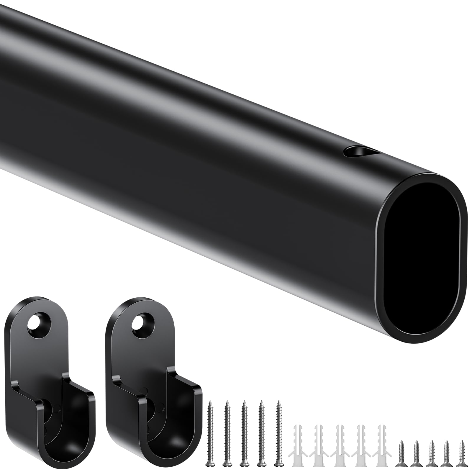 Tringle ovale de placard Mavivegue réglable 94-132 cm noir