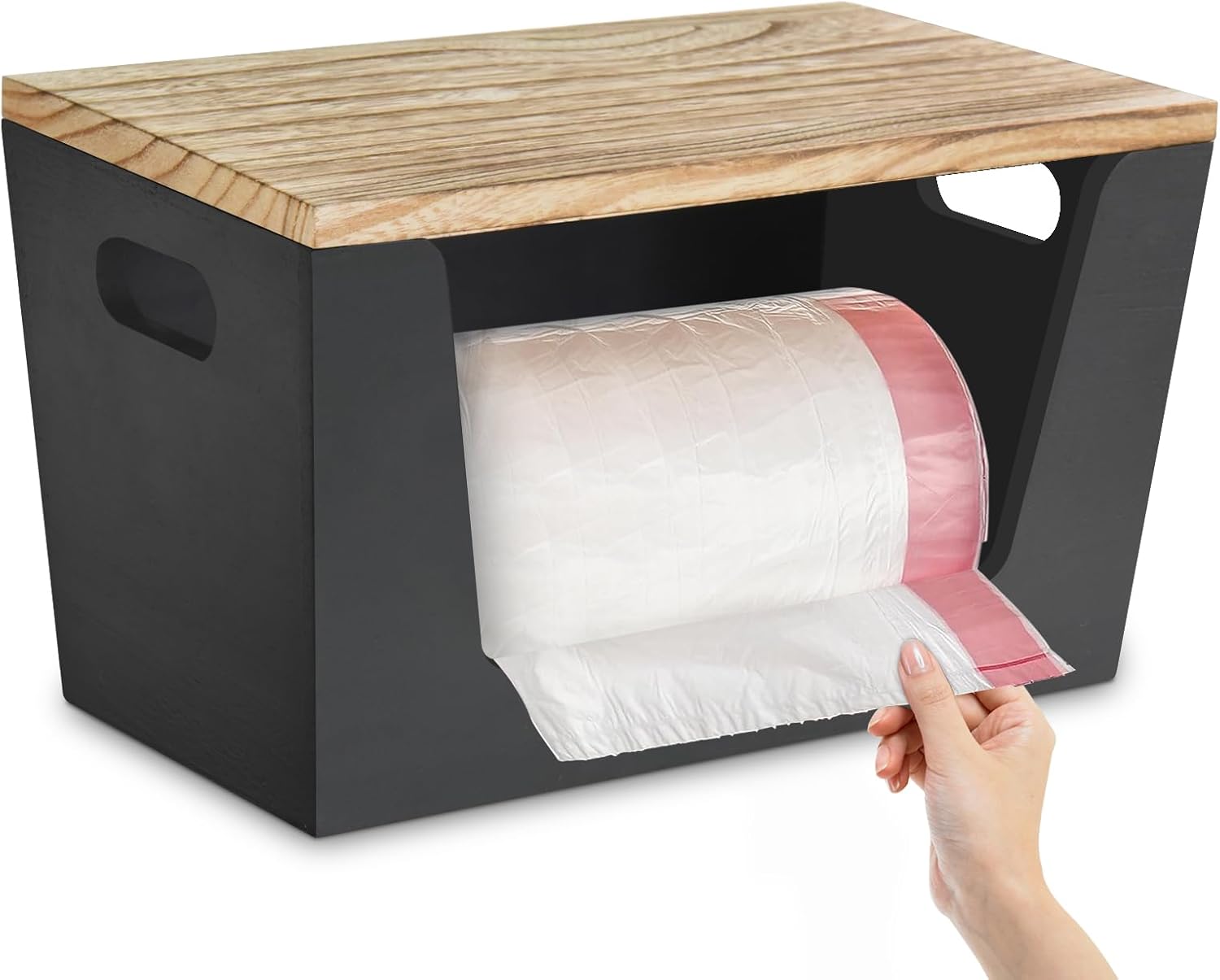 Ruthynow Wooden Extra Large Trash Bag Holder with Lid