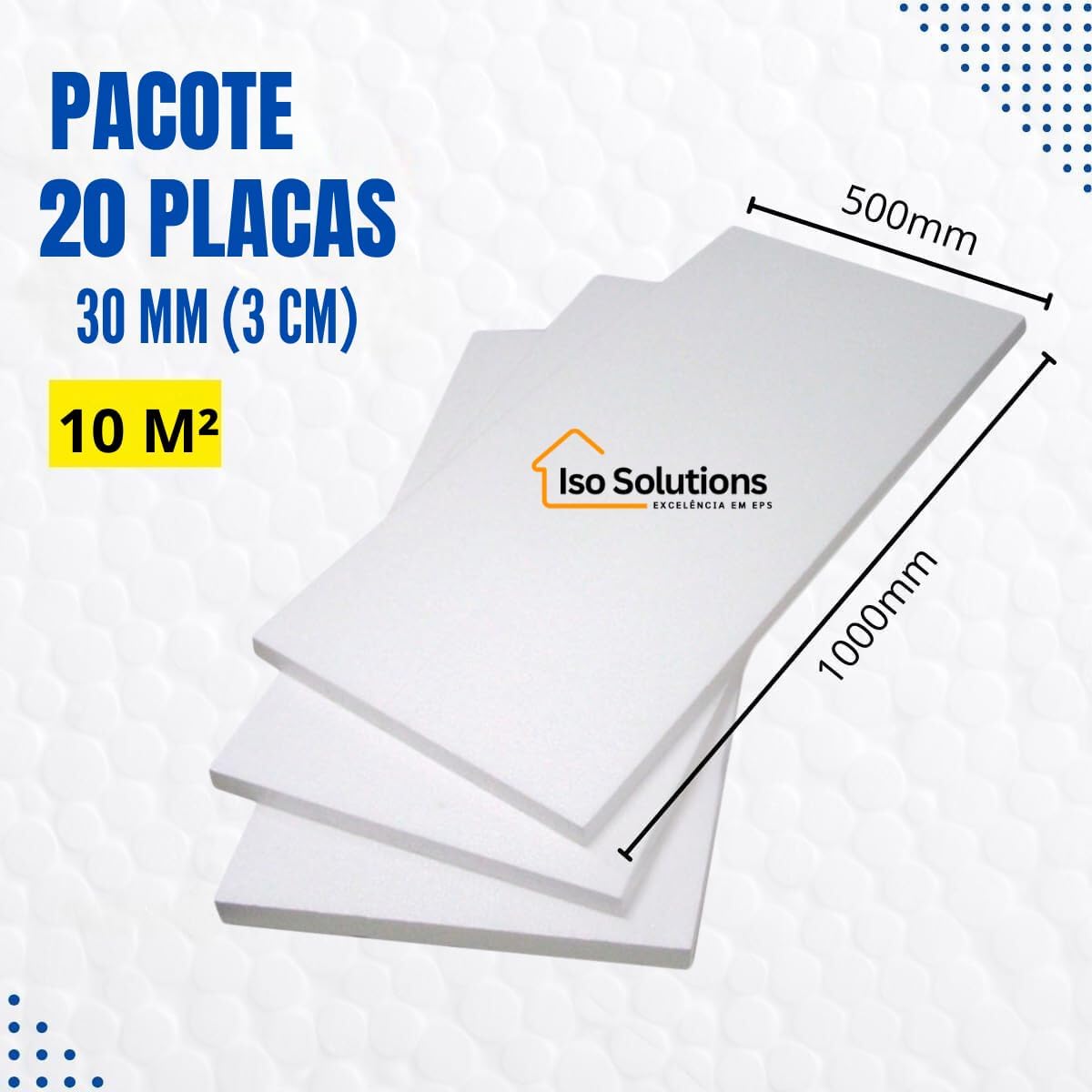 20 Placas de isopor 30mm (3cm) Anti Chamas para Forro - 100cm x 50cm