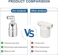 Vista 5 de Válvula de Bola Flotante con Soporte, 1/2" 3/4'' 1'' Válvula de Bola Flotante Mini de Cierre Automático, Válvula Flotante de Control de Nivel