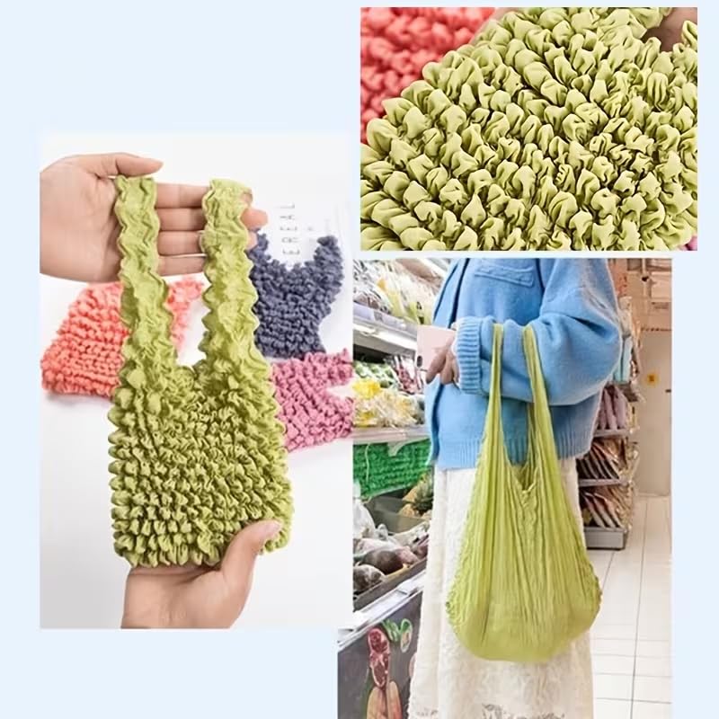 Bolso tote plegable mágico retráctil para mujeres, bolso de compras extra grande con cuello de burbujas miniatura 4