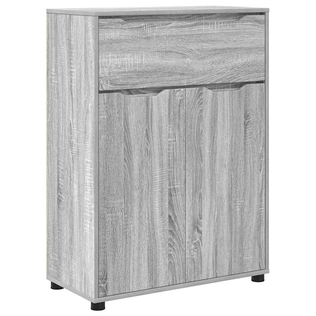 Mueble de baño de madera Sonoma gris para resolver la falta de espacio, armario con 2 puertas