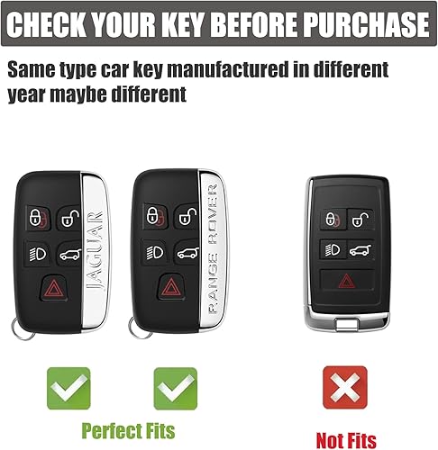 Miniatura 2 de Gematay Funda para llavero para Land Rover Jaguar, compatible con Evoque Velar Sport Discovery Freelander2 LR4 Land Rover Sport Jaguar XF XJ XE
