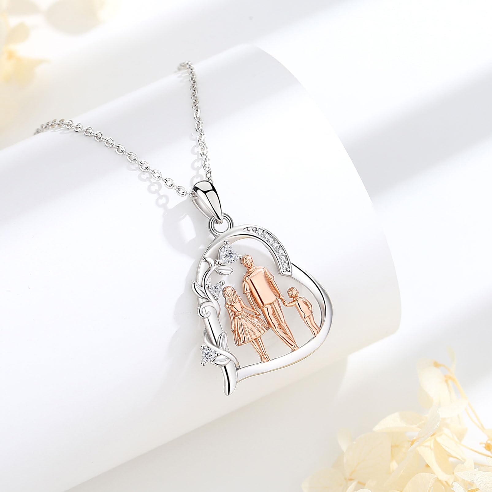 EUDORA Harmony Ball Collana Madre Bambina Argento Sterling 925 per Donna, Ciondolo Madre Figlia Doppio Cuore Gioielli Regalo Festa della Mamma per Mamma Moglie, Catena da 45 cm