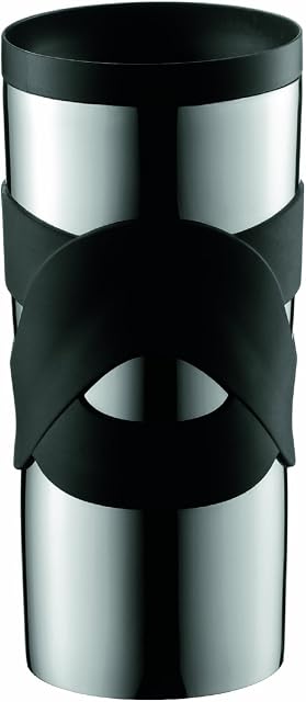 Bodum Travel Mug kubek podróżny, silikon, stal nierdzewna, czarny, 1 sztuka (1 opakowanie)