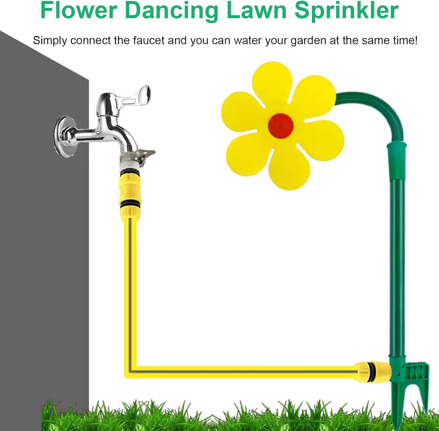 Crazy Daisy Sprinkler, Crazy Dancing Flower Water Sprinkler, Funny Sun Flower Dancing Daisy Lawn Sprinkler, for Yard Watering Dogs Kids Playing, Garden Sprinklers