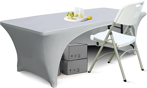 Miniatura 63 de ABCCANOPY - Funda elástica para mesa (6 pies) Mantel de poliéster de más de 30 colores, ajustado, de licra, elástico, con parte trasera abierta.