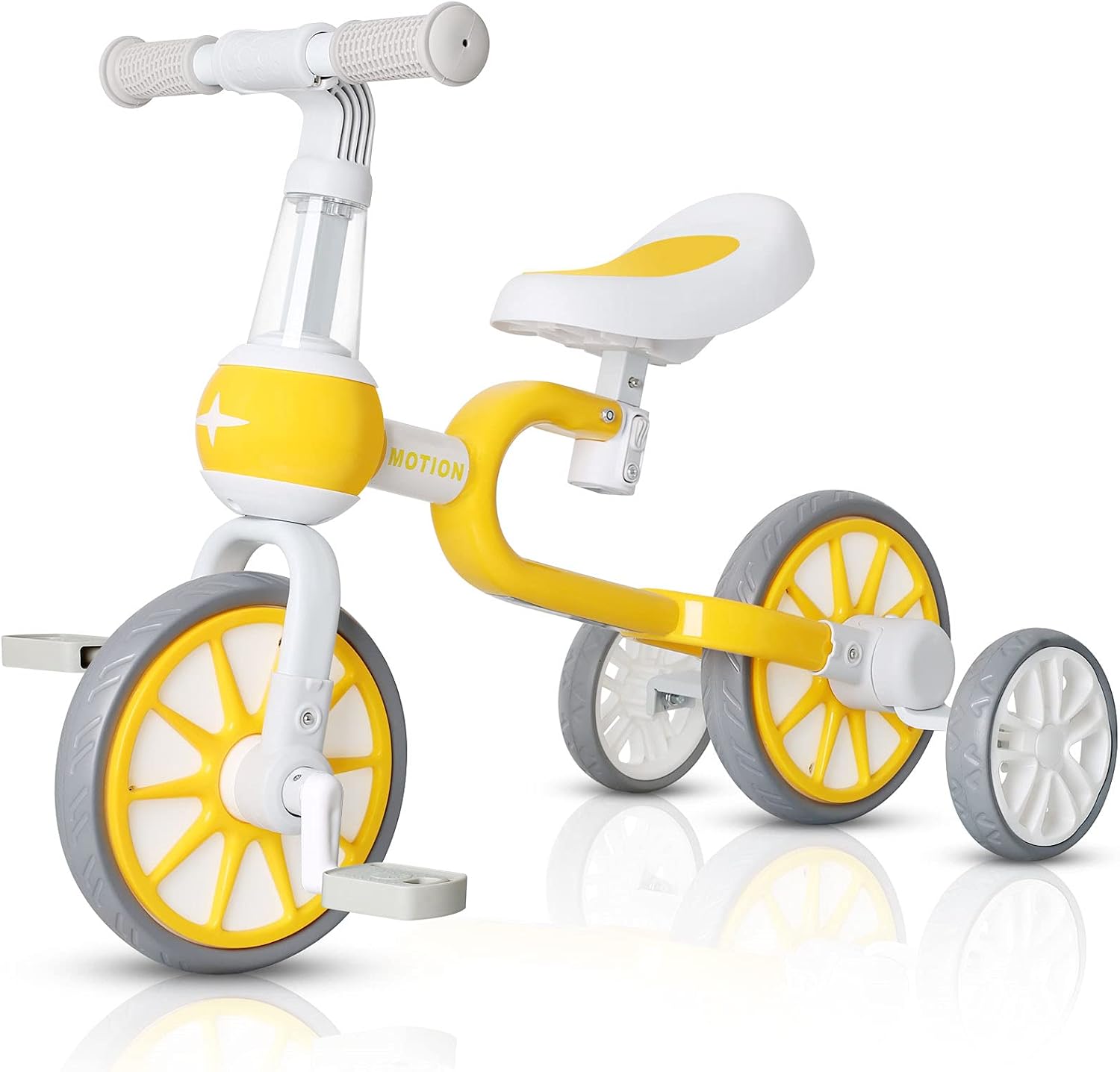 VOKUL 3 in 1 Kids Balance Bike with Detachable Pedals,Baby Walking Tricycle/Bicycle for 1-4 Years Old Toddler , Boys & Girls Trike 3 Wheel Bike Trikes for Toddler (Yellow) …