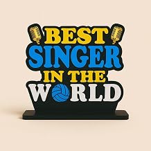 Wooden Figurine Quote Table Decor Idols for Office Desk Home Decor Item Living Room Bedroom Modern Art Wood Showpiece Decorative Gift Best Singer in The World