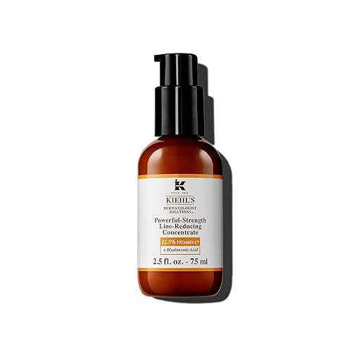 Kiehl's Suero de vitamina C con 12.5% de fuerza potente, concentrado reductor de línea para la cara, aumenta la luminosidad y la firmeza, suaviza y