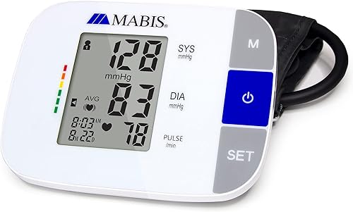 MABIS Monitor universal de presión arterial parlante, brazo superior, detección de latidos cardíacos irregulares, almacenamiento de memoria de