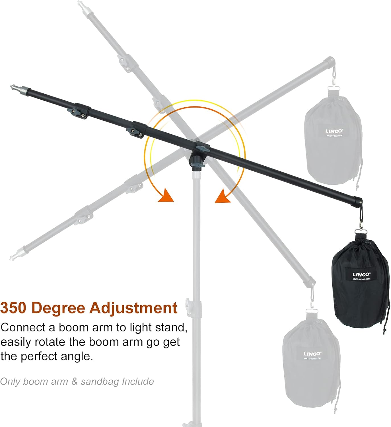 LINCO Lincostore Zenith Photography Boom Arm 83" / 210cm with Sandbag, AM224 (Not Including Stand)
