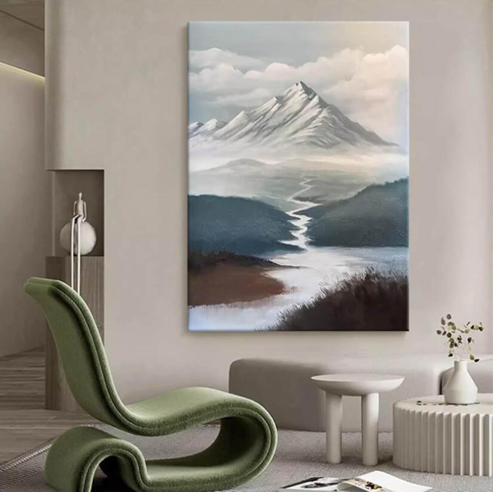 Peinture à l'huile paysage abstrait Wabi-Sabi faite main pour salon