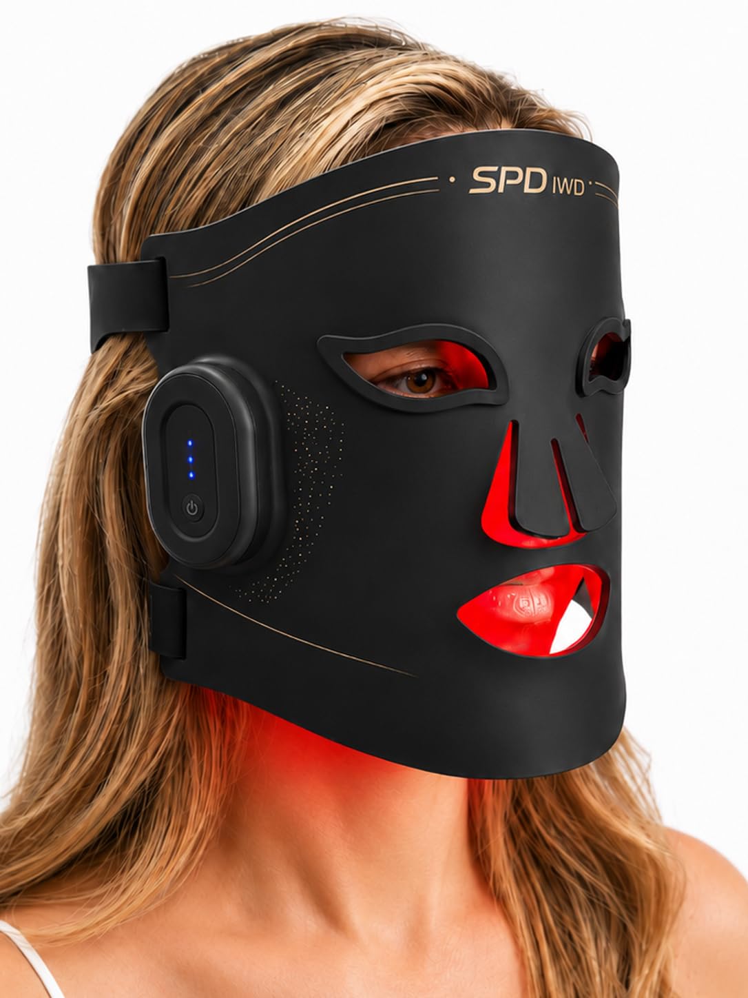 Rechargeable LED Facial Mask, 4 Colors Red Blue Amber Purple Light Face Mask, Wireless Adjustable Skin Beauty Mask with Eye Protection & Smart Timer, Home Facial Skin Care Device for All Skin Types