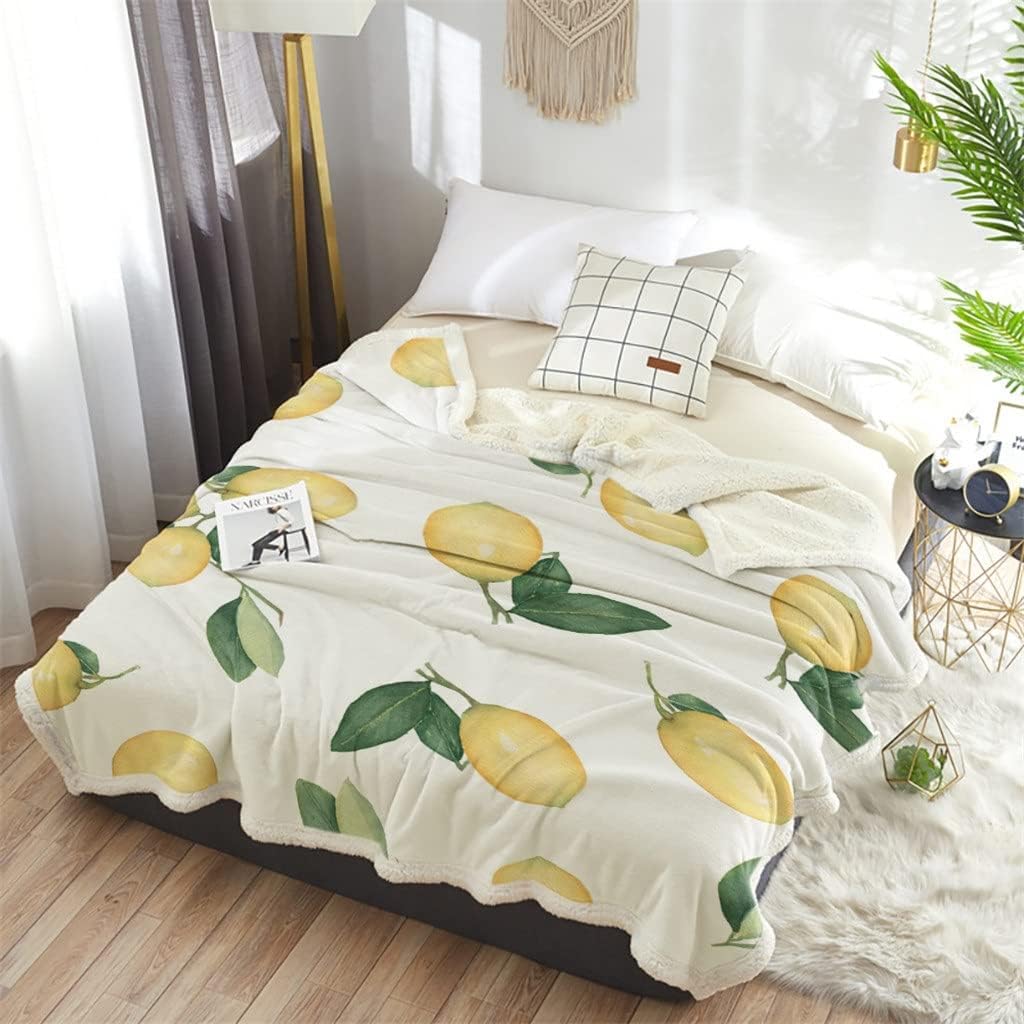 Lemon Fruit Sherpa Blanket Thick Velvet Flannel Bedspreads Office Nap Throw Sofa Cover Bedding