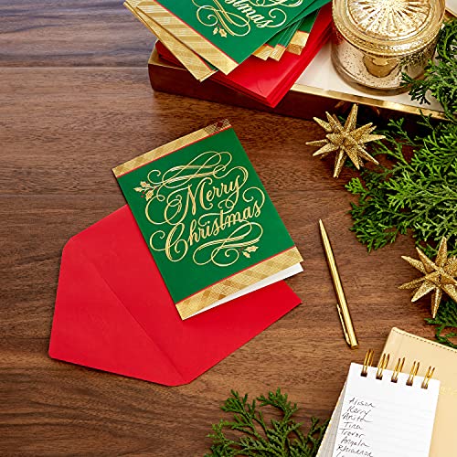 Hallmark Cartões de Natal em caixa, verde e dourado (40 cartões com envelopes)