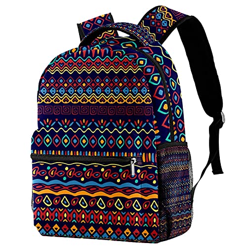 Sac à dos ordinateur grande capacité vintage multicolore bohème pour adolescente, fille et garçon