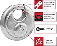 Vista 2 de Master Lock 40D - Candado de disco de acero inoxidable con llave