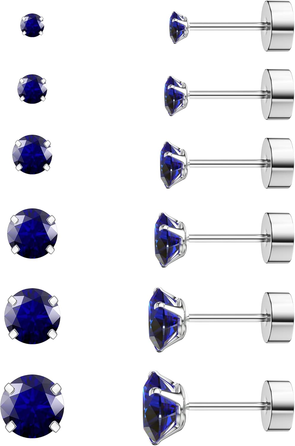 Cubic Zirconia Hypoallergenic Women’s Earrings Men’s Earrings Women’s Earrings Cartilage Fashion Surgical Steel Screw Earrings 5 Pairs