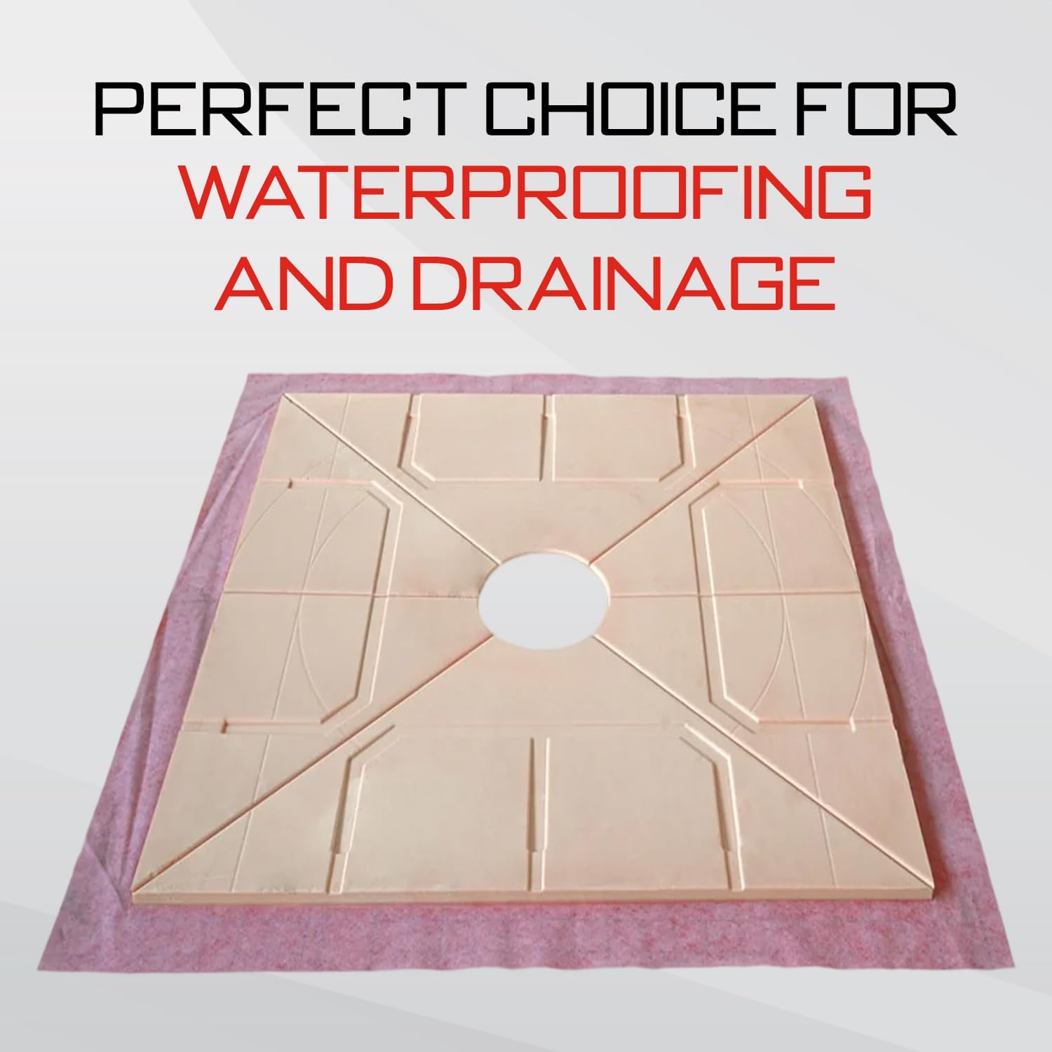 GURU USA SuperKit Square Shower Kit with Heavy Duty Tray, Water-Stop Membrane Roll, & Hair Strainer, Bathroom Accessories Set without Drain, 36" x 60", Center Drain, ABS Connector