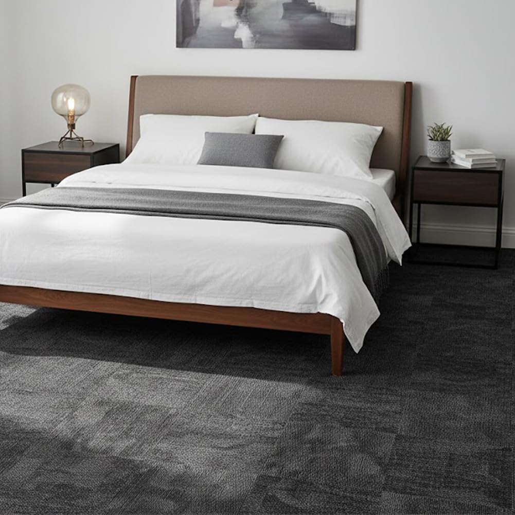 Petgrow Commercial Carpet Tiles Heavy Duty PVC Back,20" x 20" Squares, 22 Tiles, 60 sq ft, Non-Slip Floor Carpet for Office, Bedroom, Living Room, Garage,Easy DIY Installation with Flexlok Tabs