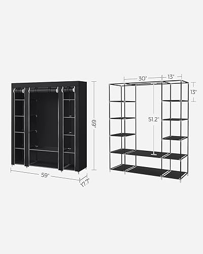 Miniatura 5 de Clóset portátil Songmics de 59 pulgadas de tela no tejida con estantes