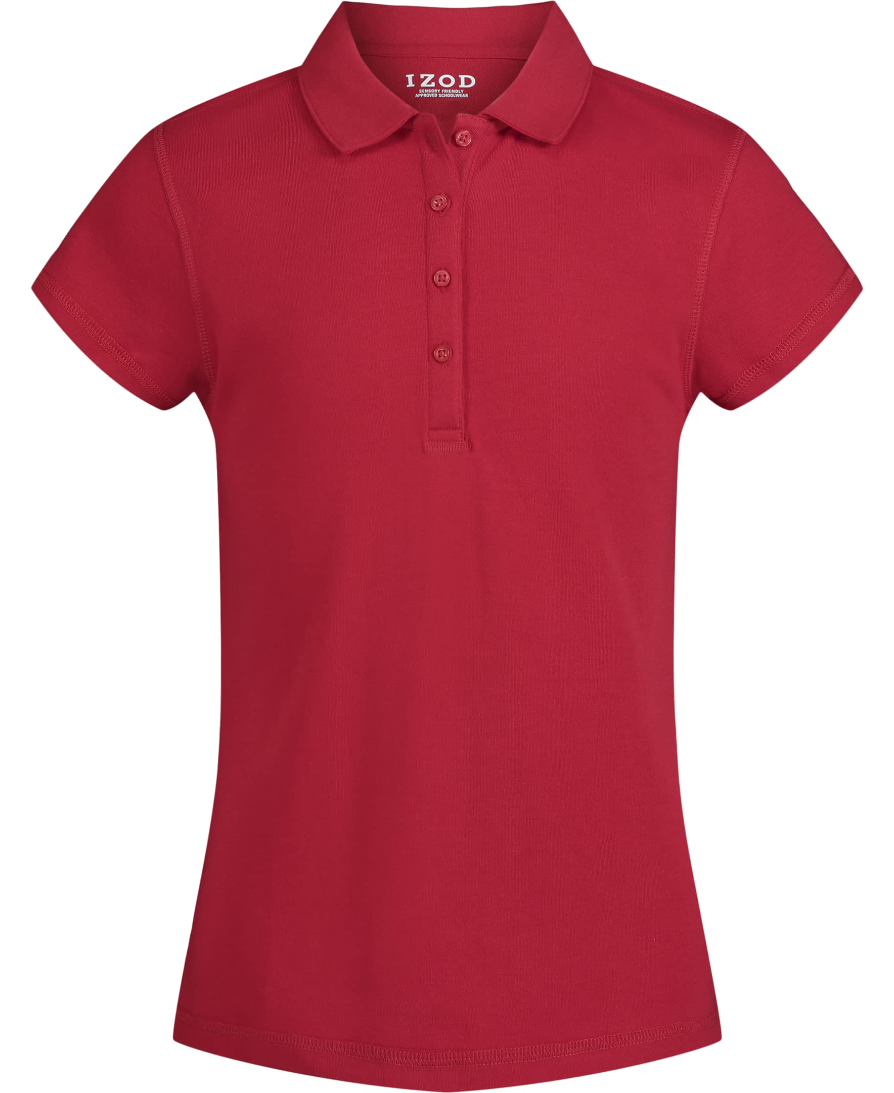 Izod Girls' School Uniform Sensory-Friendly Short Sleeve Polo Shirt
