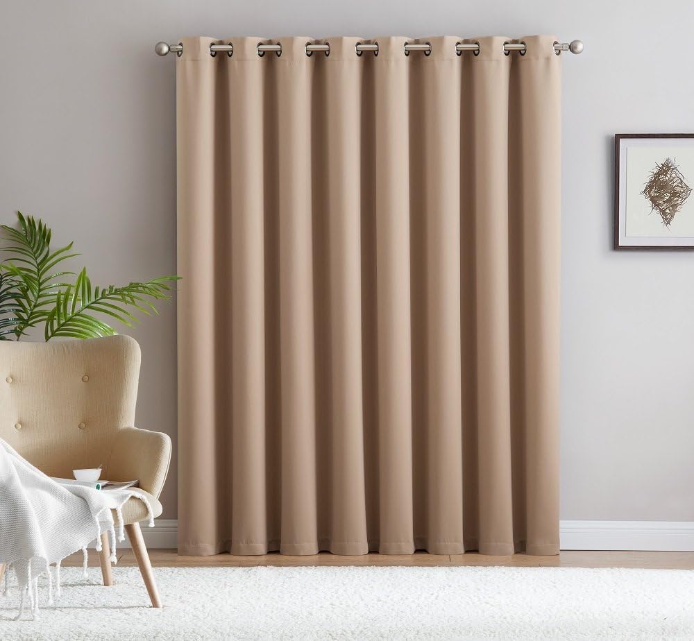 Warm Home Designs 1 Panel of Taupe Blackout Patio Door Curtains. Each Extra Wide Insulated Thermal Sliding Door or Room Divider Curtain is 102" X 84" in Size - N Taupe Patio 84