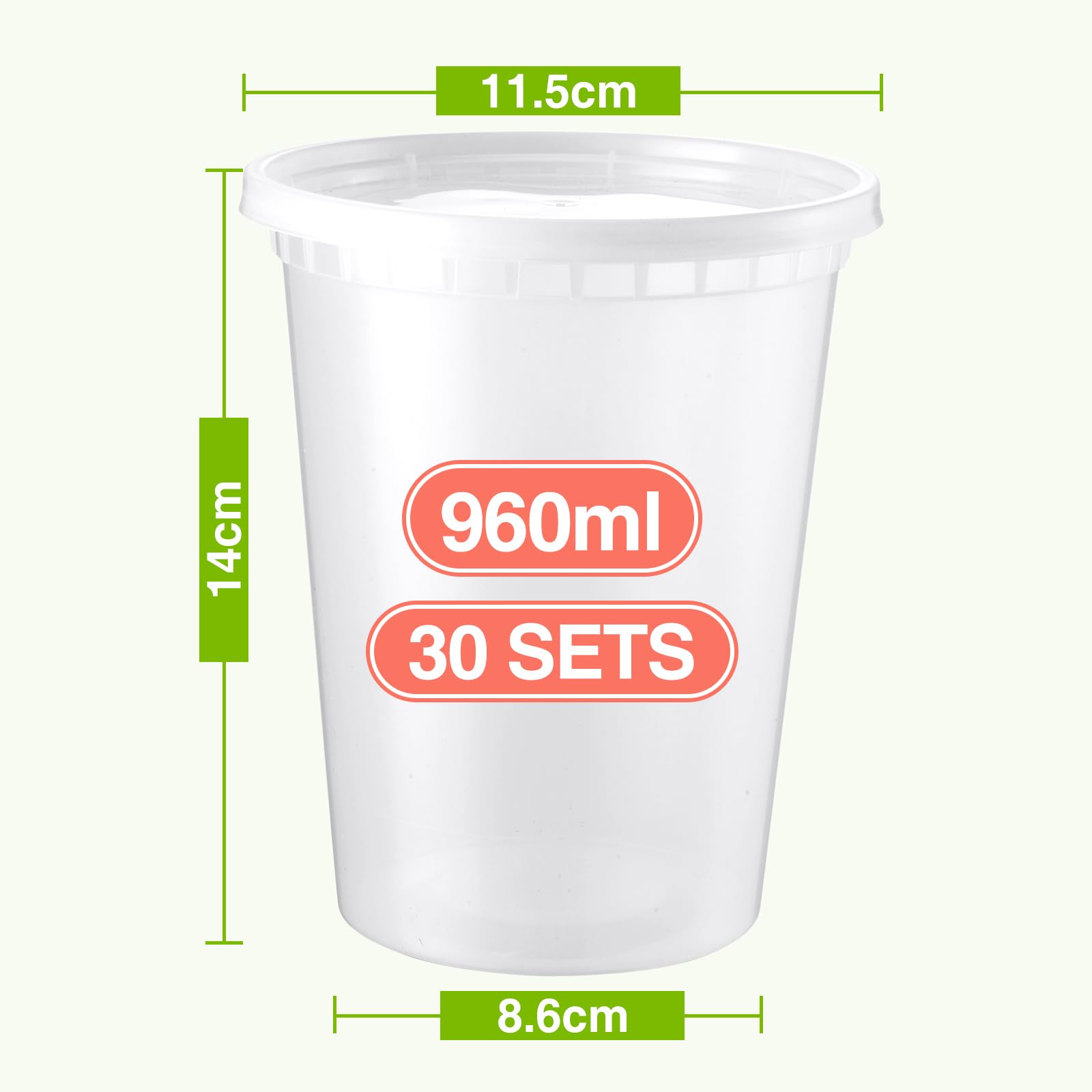 Eupako 30 cajas de preparación de comida de 32 oz/960 ml, recipientes con tapas, herméticos y aptos para microondas para sopa, oats y togo