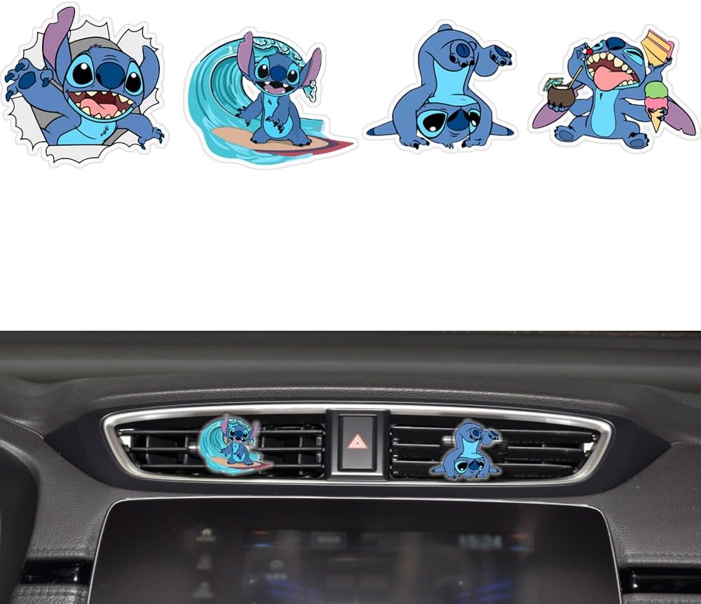 Cute Car Air Freshener Clips,Stitch Car Vent Clip,Car Vent Decoration Accessories