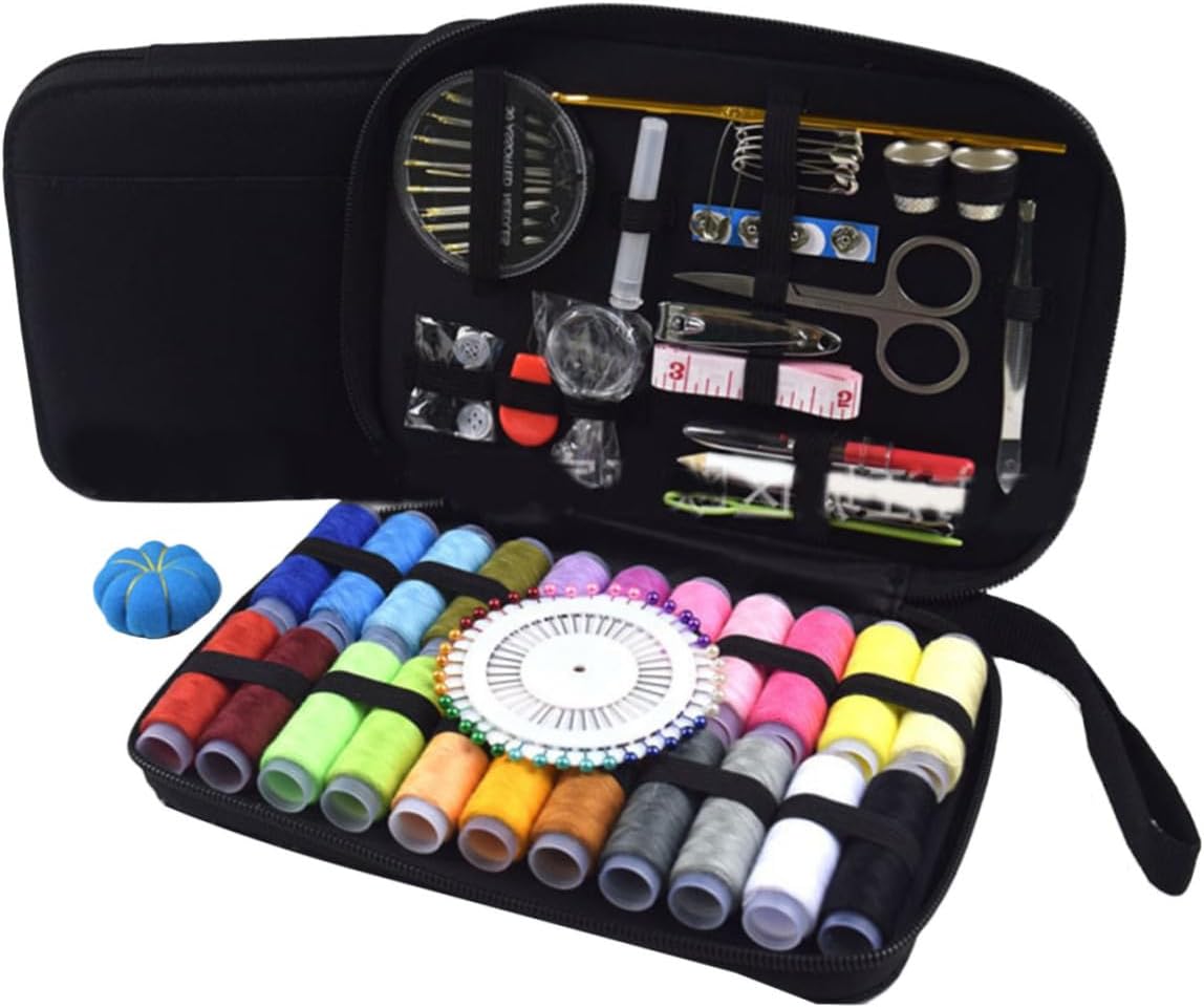 126Pcs Portable Sewing Kit with Zipper Case Complete Sewing Thread Toolkit for Home Travel and DIY Projects Organized Needlework Bag for Beginners and Professionals