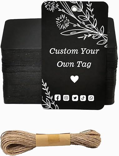 Miniatura 7 de 500 etiquetas de regalo personalizadas con cuerda, etiquetas de papel kraft, envoltura de regalo para artes y manualidades, bodas, Acción de