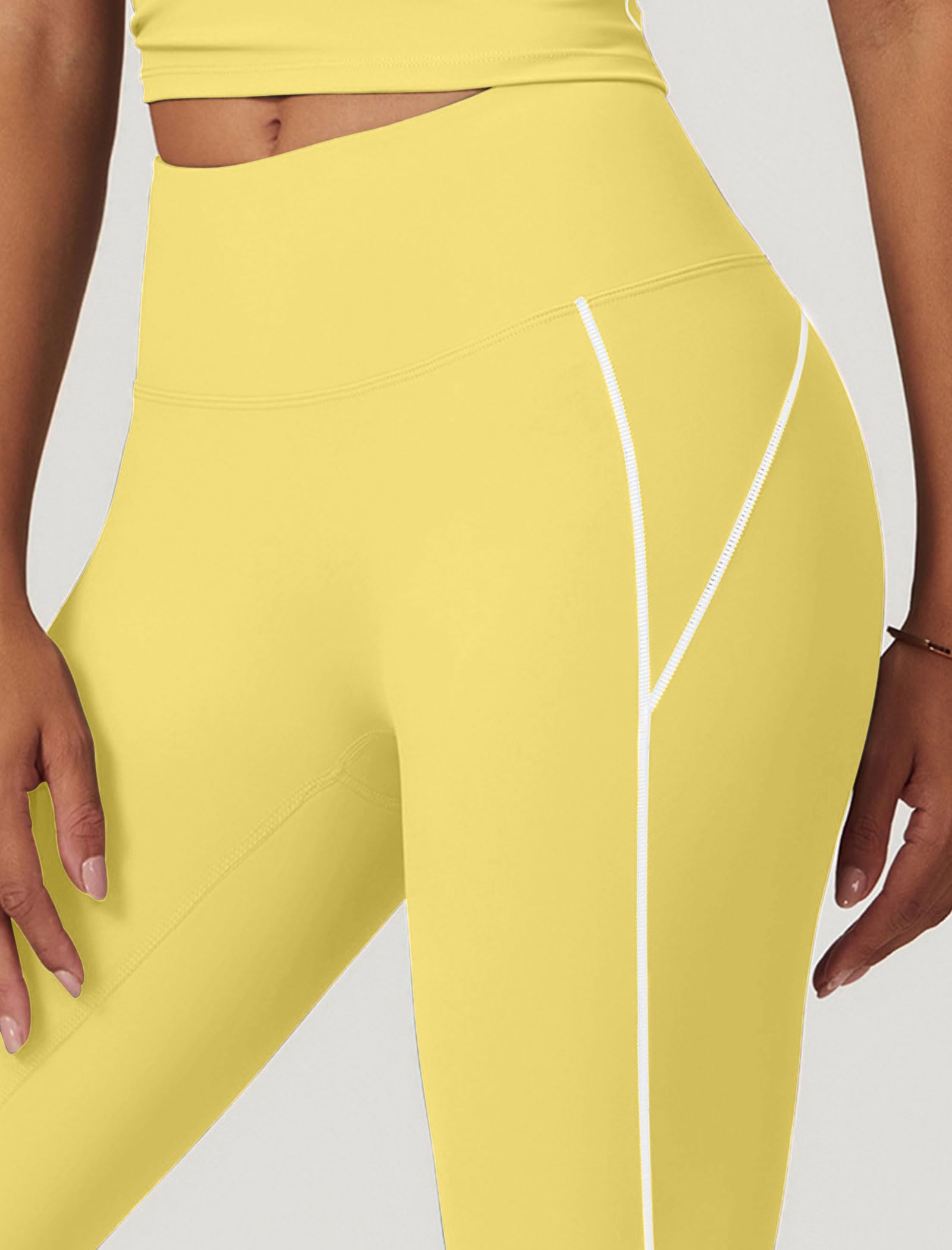 IDOPIP Zweiteiler Sport Set für Damen: Kontrastfarbe Gym Set mit Kompression gepolstertem BH und Po-Lifting Leggings Hose mit Schlitz - Yoga Outfit für Fitness Pilates Workout