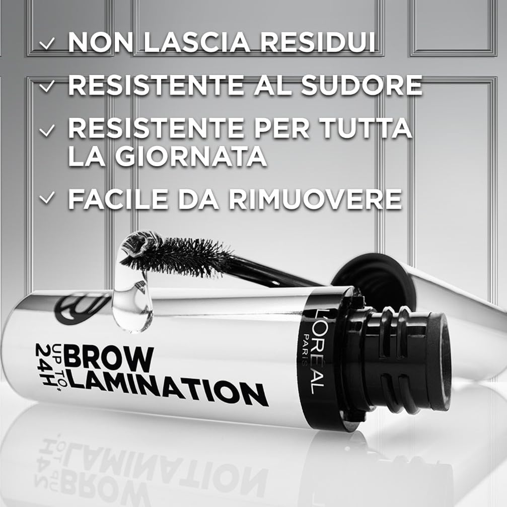 L'Oréal Paris, Gel Fissante Sopracciglia, Effetto Laminazione Professionale, Sopracciglia Sollevate e Più Piene Fino a 24h, Resistente al Sudore, Brow Lamination Infaillible, 30 g