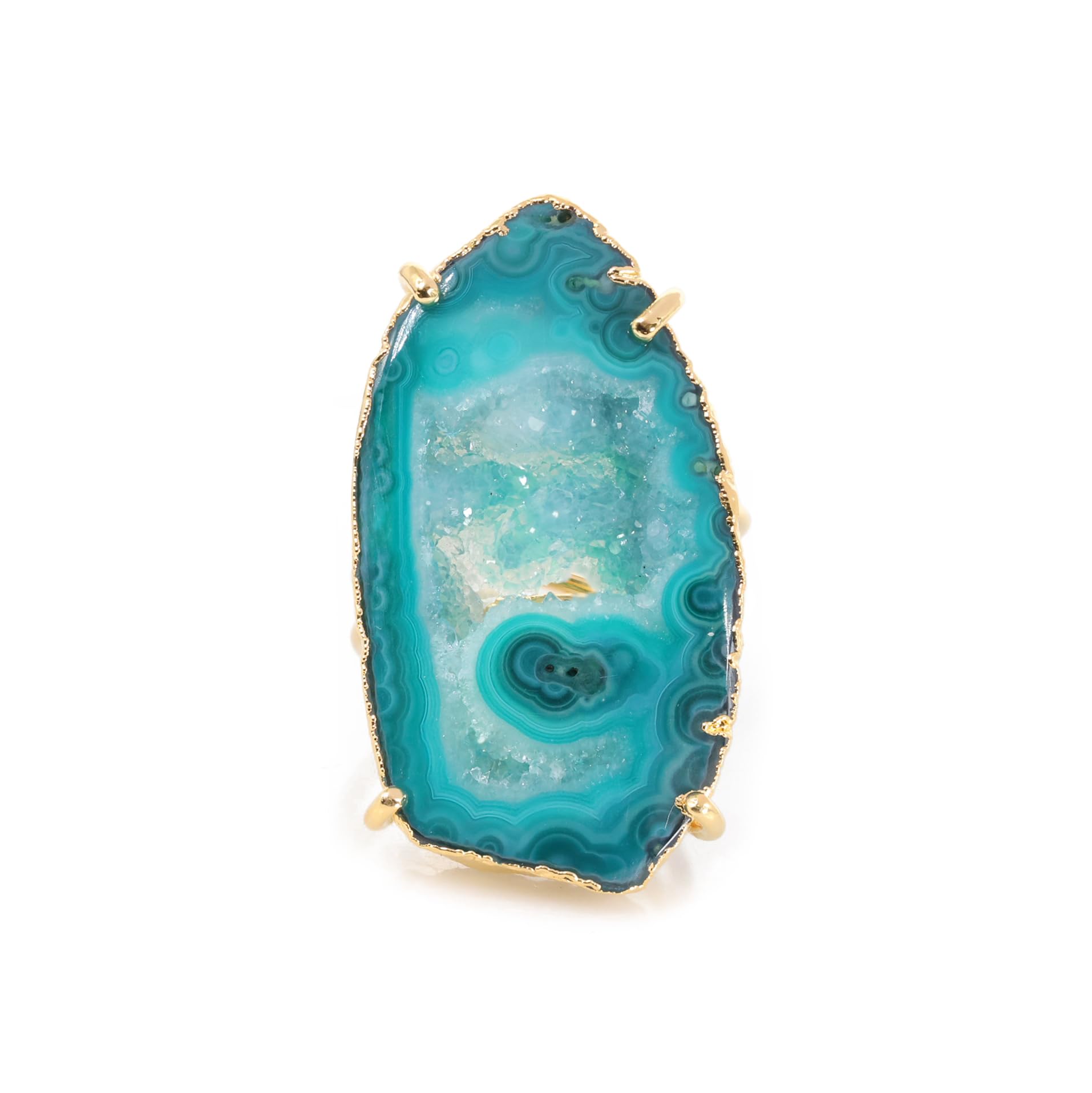Bague géode d'agate ajustable pour doigt sensible en quartz naturel - 5