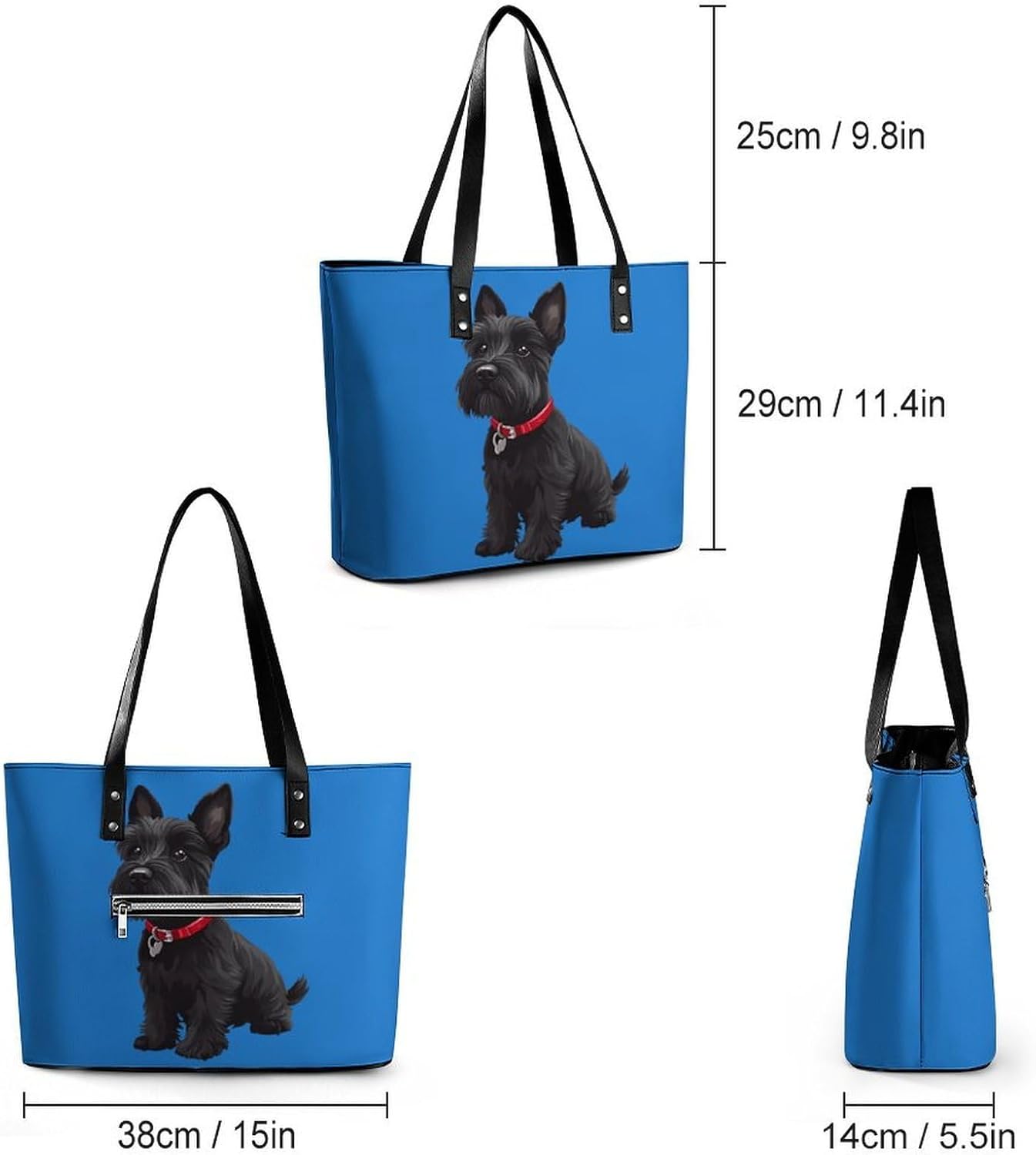 Black Scottish Terrier Women's Satchel Handbags Tote Shoulder Bag Purses for Travel Shopping Work
