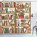 Ambesonne Cat Shower Curtain, Nerd Book Lover Kitty Sleeping Over Bookshelf Library Academics Feline Boho Design, Cloth Fabric Bathroom Decor Set with Hooks, 69