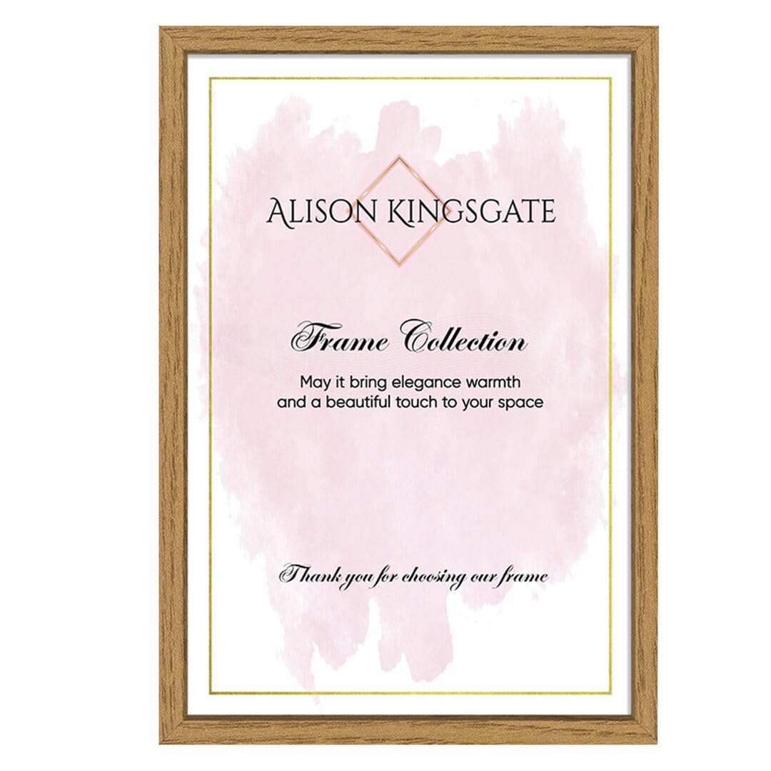 Alison Kingsgate 24X20 Oak Thin Photo Frame-Engineered Wood Picture Frames with Shatterproof Perspex - Ideal for Certificates & Artwork-Wall Mount or Tabletop - Multiple Sizes & Colours Available