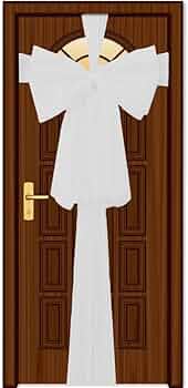 Fiocco Natalizio Puntale Fuoriporta Per Porta Natale Decorazione Colore Bianco 88991876